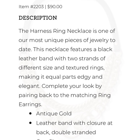 Cabi Harness Ring Gold and Black Chain Necklace - Picture 2 of 2